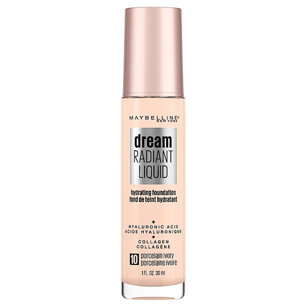 Maybelline 10 Porcelain Ivory Dream Radiant Liquid Hydrating Foundation 1oz